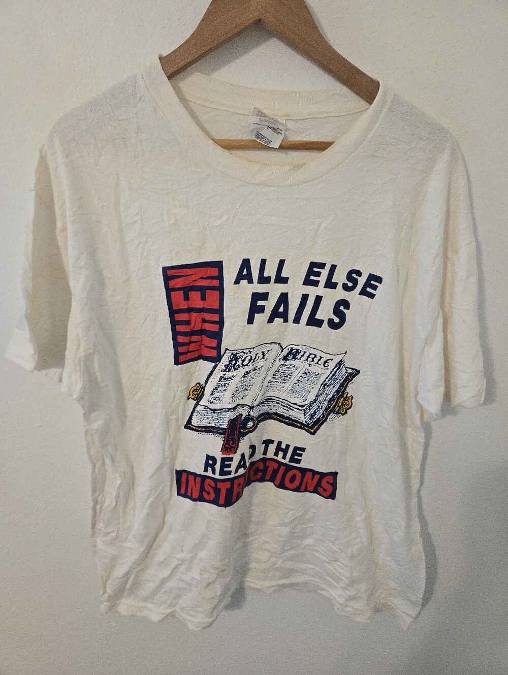 Vintage Holy Bible Mens Large Religious When All Else Fails Read The Instruction